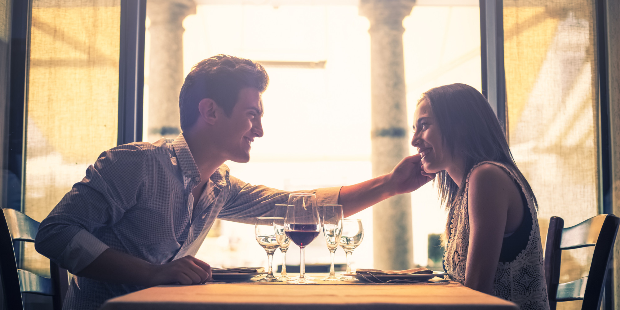 Affectionate couple at restaurant