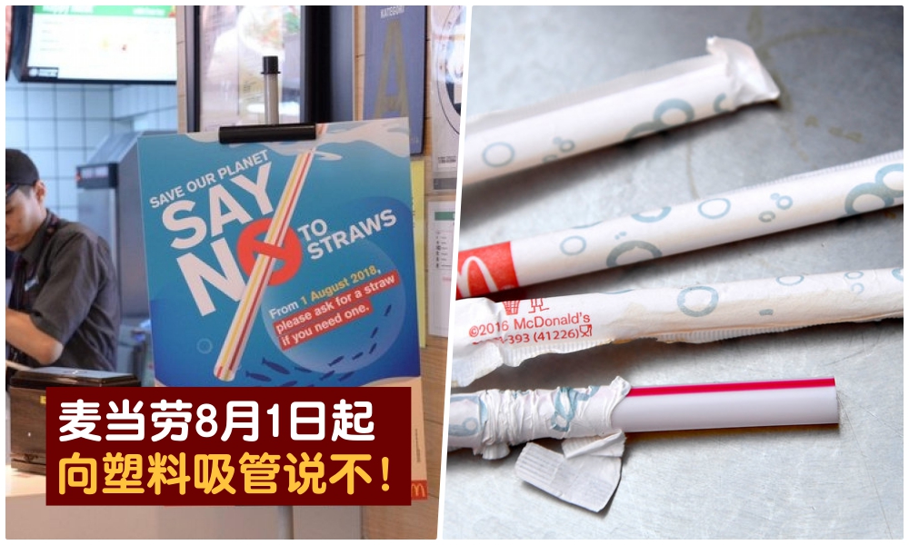 【向塑料吸管说不！】大马麦当劳8月起减少使用一次性塑料吸管！