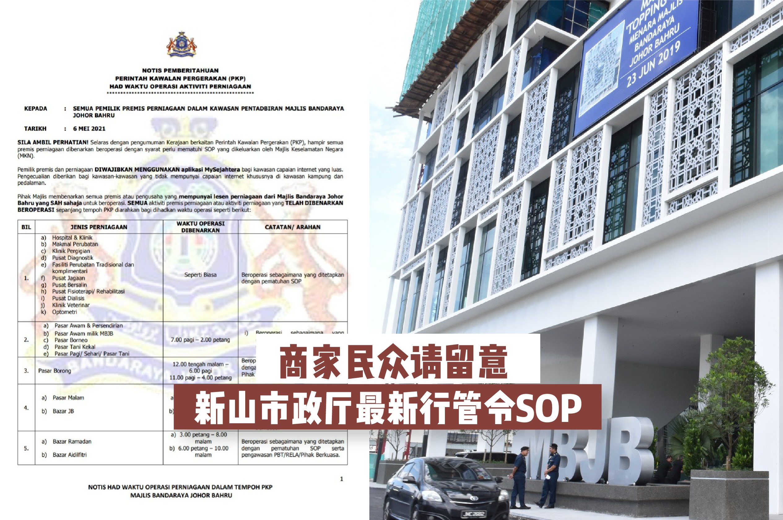 【 新山市政厅MBJB发布最新MCO 3.0相关SOP】MBJB辖区内商家及民众请留意！