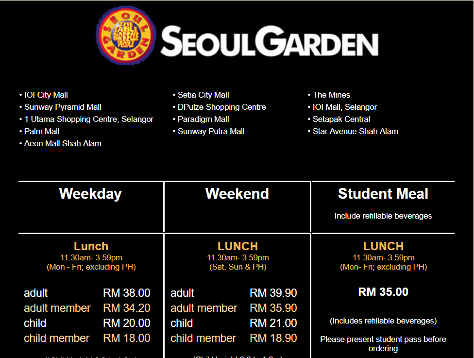 2021 price seoul garden Seoul Garden